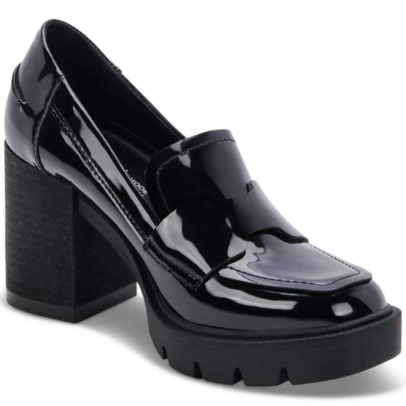 Aqua Shoes - New Aqua College Women Tall Block Heel Slip On Loafer Jonnie Black Patent Sz 8